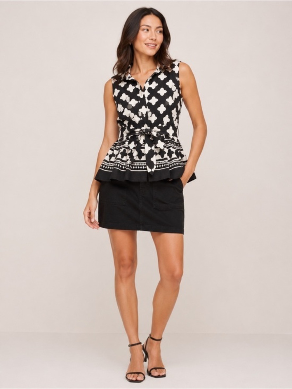 Kate Spade Lantern Poplin Sleeveless Button Down Shirt size XS